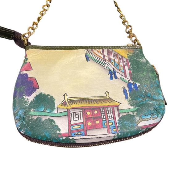 Sharif Hand Painted Japanese Temple Mini Bag with Chain - Picture 3 of 10